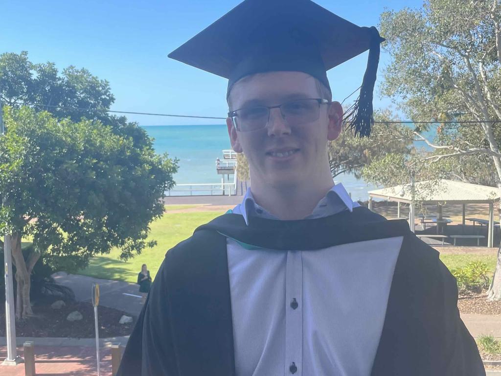 Aston England at the University of the Sunshine Coast graduation ceremony at the Beach House Hotel on October 12, 2023.