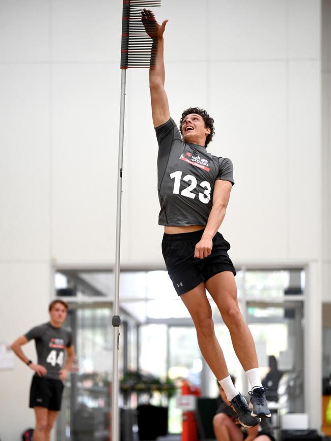 James Borlase shows off his vertical leap at the SA draft combine. Picture: Tricia Watkinson