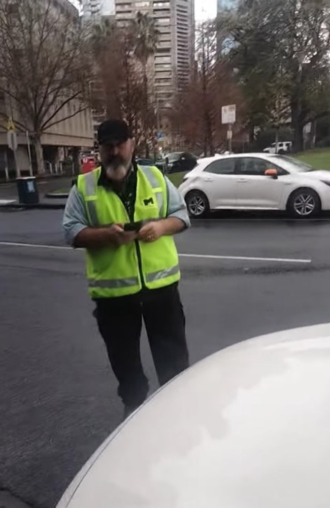 Brad CC filmed himself in an exchange with a Melbourne City parking ranger. Picture: Facebook