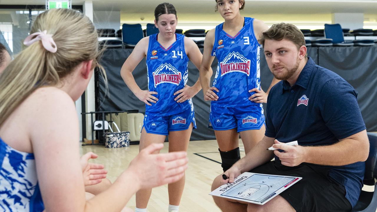 Toowoomba Mountaineers coach Matt Cox during a break. Picture: Kevin Farmer