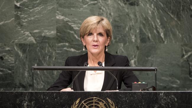 Australian Foreign Minister Julie Bishop in New York where she met with New Zealand Prime Minister John Key.