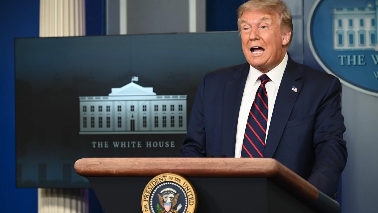 US President Donald Trump speaks during the renewed briefing of the Coronavirus Task Force in the Brady Briefing Room of the White House on July 21, 2020. Picture: Jim Watson/AFP