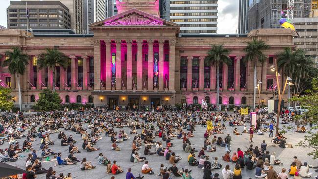 Protest in Brisbane after the death in custody. Picture: Richard Walker