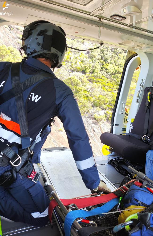 Footage has been revealed of a rescue at Mt Beerwah to save a 50-year-old man on February 19. Photo: Life Flight