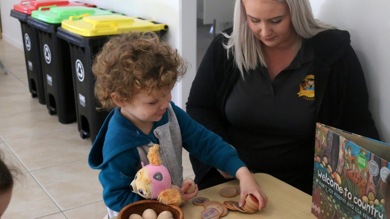 Jacinta and Harlin doing an activity together.