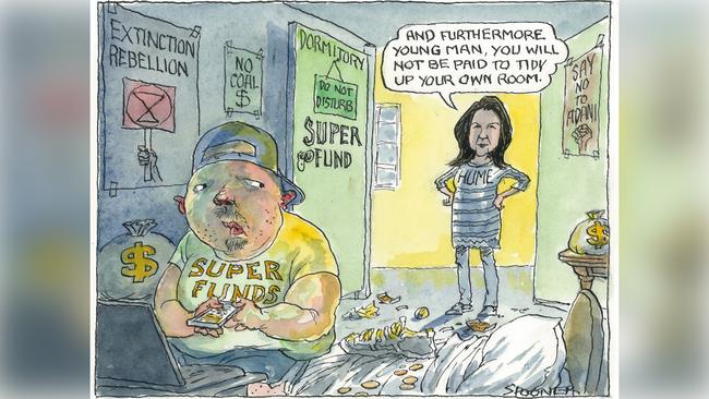 Assistant Superannuation Minister Jan Hume. Cartoon: John Spooner.