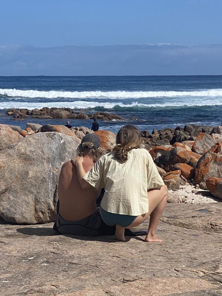 Witnesses at the scene of a fatal great white shark attack at the Granites at Streaky Bay. Picture: Supplied