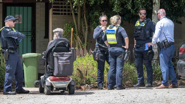 The homicide squad is investigating the death of a man at Mossgiel Park Accommodation Home in Endeavour Hills this morning. Picture: Tony Gough