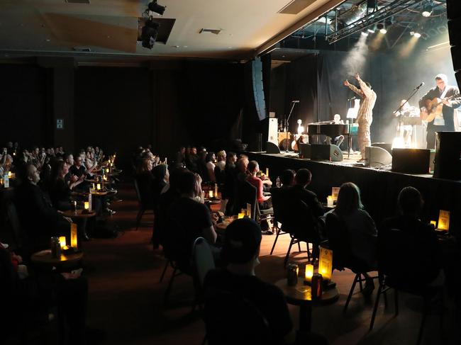 DMA performing on stage at The Factory Theatre in Marrickville. Picture: Jonathan Ng