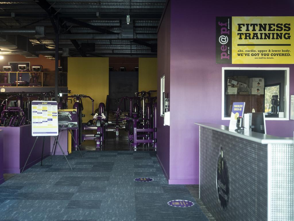 A general view of the Planet Fitness Gym in Casula, which has closed after a worker tested positive for COVID-19 yesterday. The gym is across the road from the Crossroads hotel. Picture: Brook Mitchell