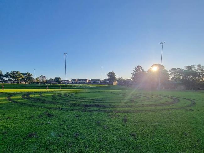 Images from most recently discovered tracks believed to be from quad bikes marked on fields at Gosling Park in Greenacre, second incident.