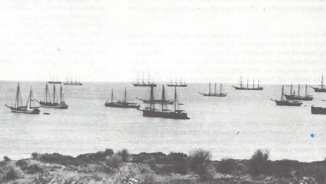 Ketches anchored off Port Victoria, Yorke Peninsula, in 1933.