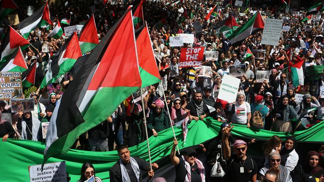 The pro-Palestine rally in Sydney on Saturday. Picture: Getty Images