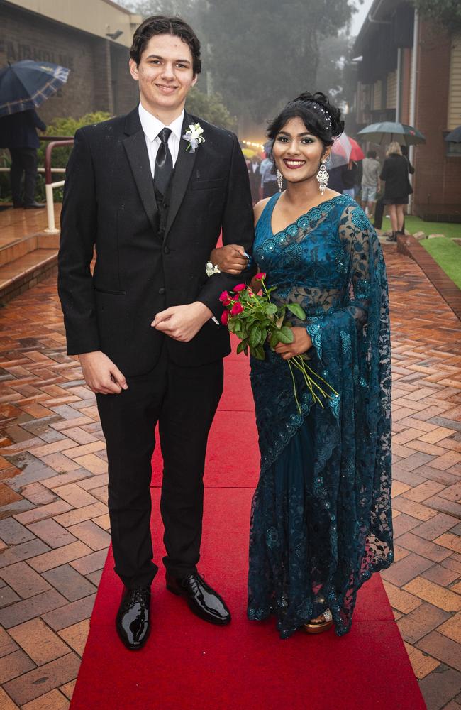 Robert Munn partners Lakshithaa Prabu at Fairholme College formal, Wednesday, March 27, 2024. Picture: Kevin Farmer