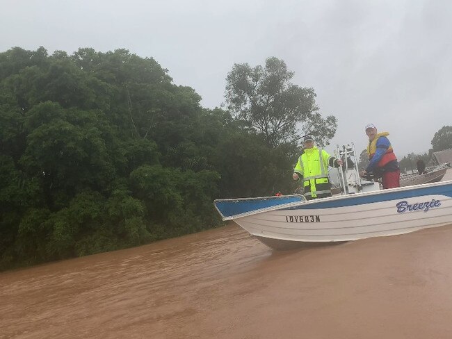 A rescue boat travels down Ballina St in South Lismore on February 28, 2022. Picture: Cath Piltz