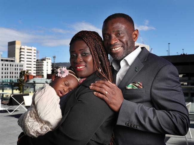 John with wife Mavis and daughter Joneva at the recent Tasmanian Australian of the Year Awards for 2023. Picture: Nikki Davis-Jones