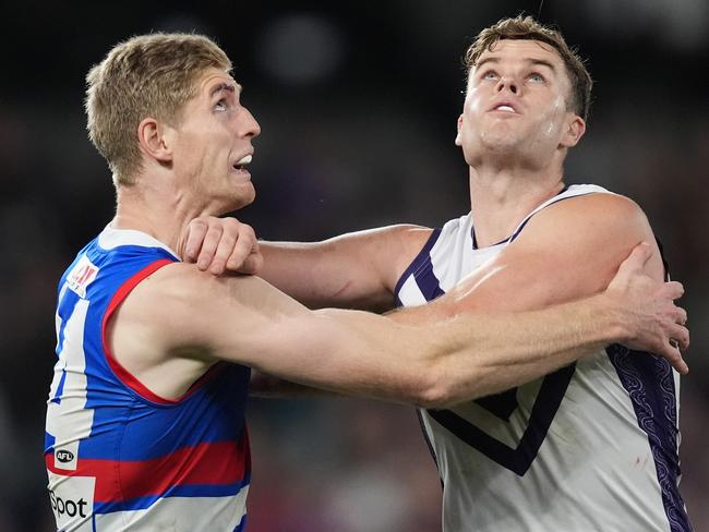 Tim English and Sean Darcy go head-to-head. Picture: Daniel Pockett/Getty Images