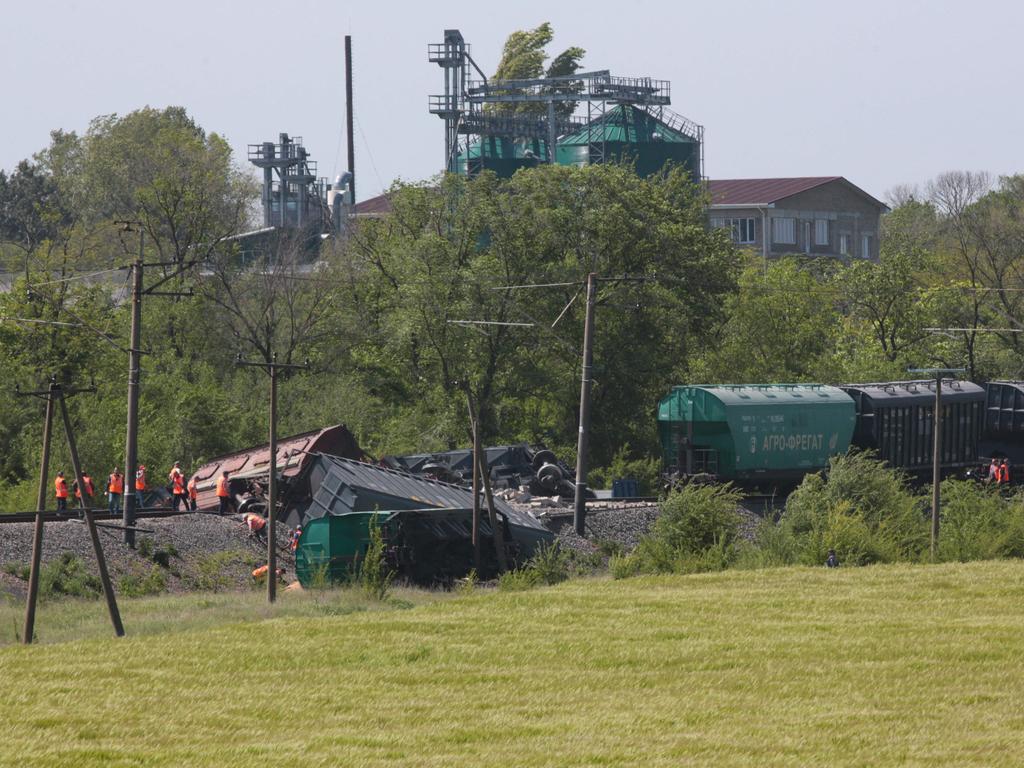 A train carrying grain has derailed in the Russian-annexed Crimean peninsula. Picture: AFP