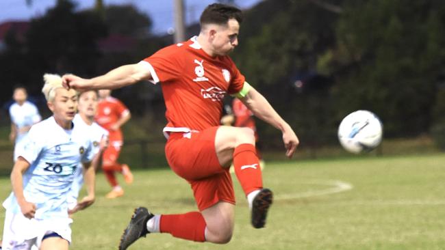 Kingston City captain Daniel Bennett controls the ball. Picture: Kingston City FC