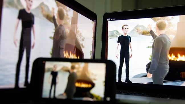 Mark Zuckerberg adjusts an avatar of himself during the virtual Facebook Connect event, where the company announced its rebranding as Meta. Picture: Bloomberg