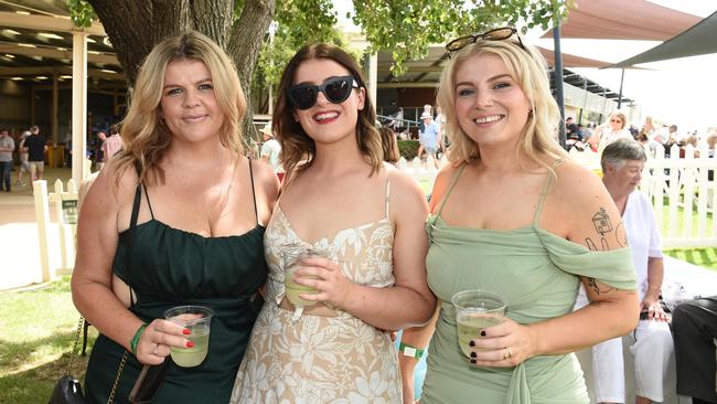 Molly Davis, Riki Trollope and Sharnie Carr at Moama Bowling Club Echuca Cup. Picture: David Smith