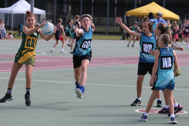 The Netball Qld Primary Schools Cup grand finals are being held at the Hinterland District Netball Association at Mudgeeraba. Picture: Mike Batterham.