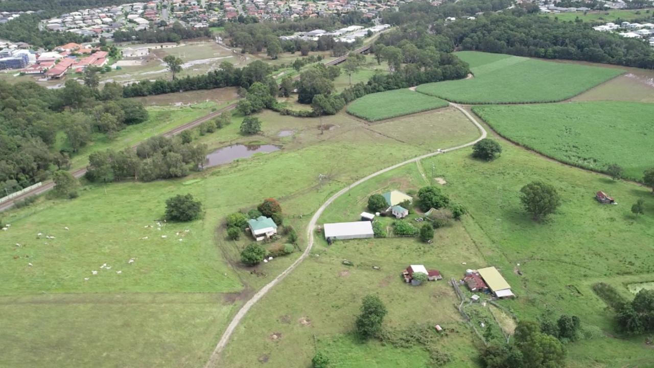 Aerial view of the Stewart property at Pimpama in the north of the Gold Coast. The land has been sold to council.