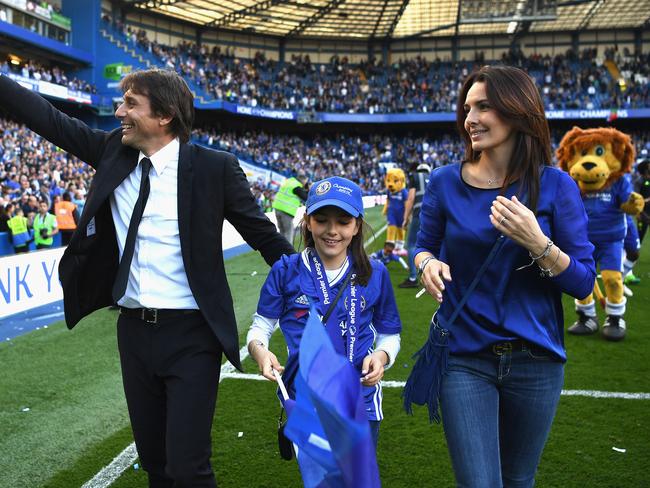 Antonio Conte, Manager of Chelsea ,Vittoria, daughter and Elisabetta Conte.