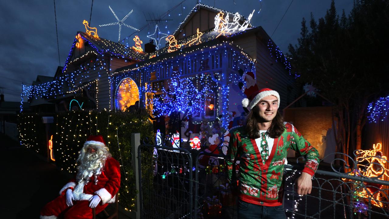 Bryson West with his Christmas light display at his home in Geelong West back in 2017. Picture: Mark Wilson