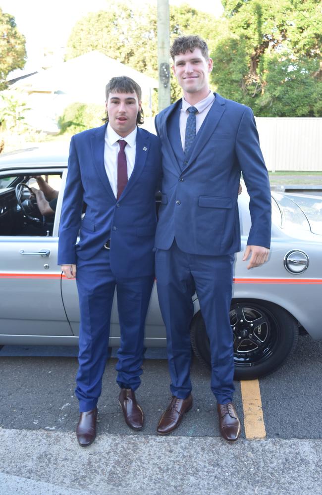 Zac Geitz and Mitchell Armstrong at the Sunshine Coast Grammar School formal on November 17. Picture: Sam Turner