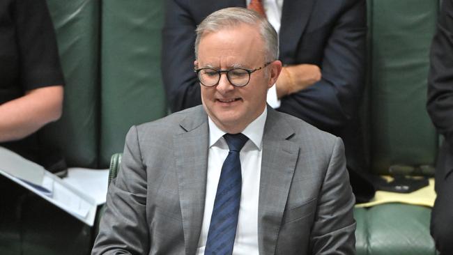 Anthony Albanese in question time on Monday. Picture: AAP