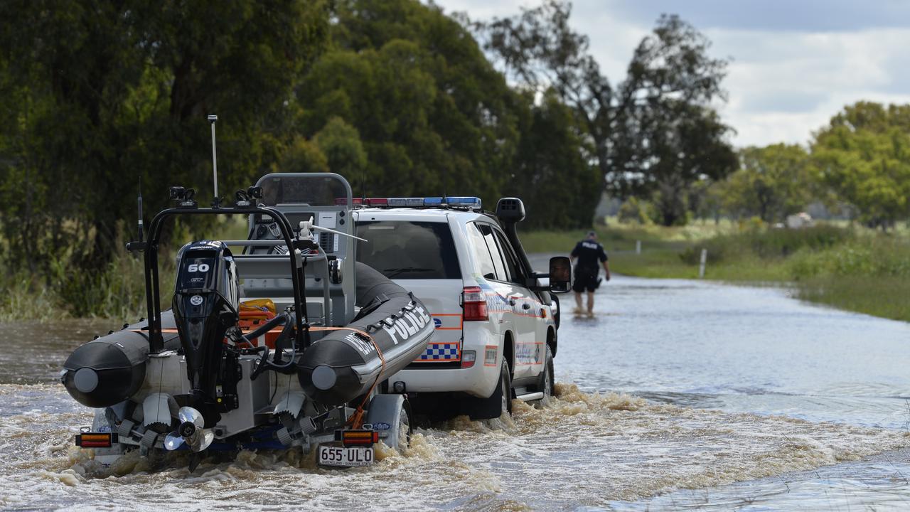 Police divers were called after a man died when his car was washed away in floodwaters near Toowoomba. Picture: Kevin Farmer