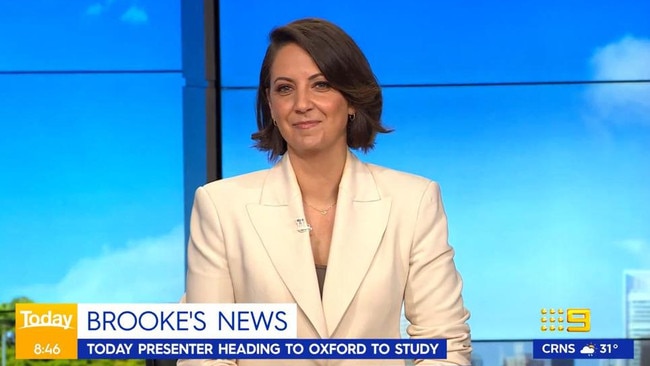 Brooke Boney announced she will leave the Today Show to study abroad. Picture: Nine