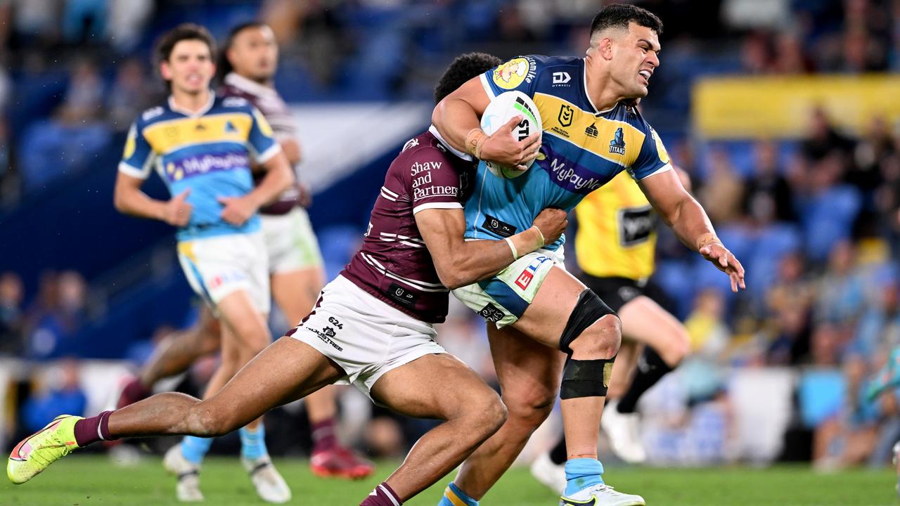 David Fifita was great against Manly in Round 22, but has struggled to get going for most of 2022. Picture: Getty Images.