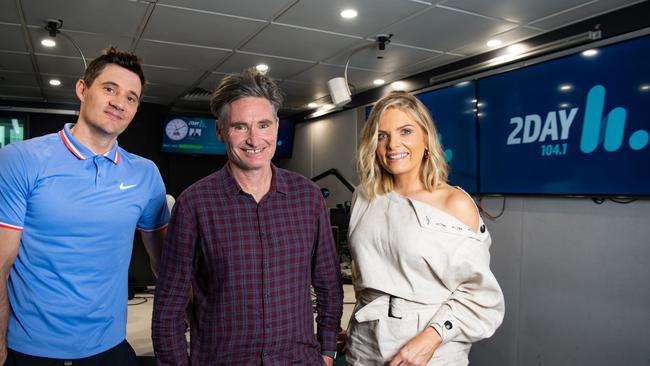 Ed Kavalee, Dave Hughes and Erin Molan are the hosts of 2Day FM breakfast, where Ms Molan’s teen escapades were revealed.