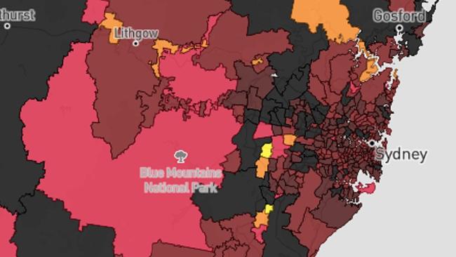 A map of active cases, as of Tuesday.