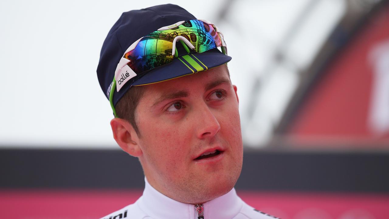 BELFAST, NORTHERN IRELAND - MAY 10: Best Young Rider jersey wearer Luke Durbridge of Australia and Orica-Greenedge looks on ahead of the second stage of the 2014 Giro d'Italia, a 219km flat road stage on May 10, 2014 in Belfast, Northern Ireland. (Photo by Bryn Lennon - Velo/Getty Images)