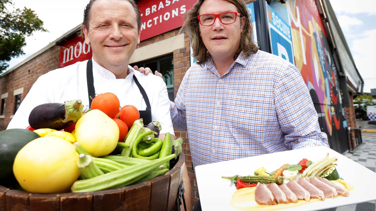 Chef Javier Codina and Francois Le Savant, own Moda restaurant which has been around for 24 years in Brisbane and has the experience to weather the cost of living storm. Picture: Steve Pohlner