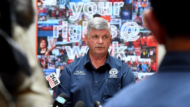 RTBU NSW secretary Alex Claassens addresses the media. (AAP Image/Peter Rae)