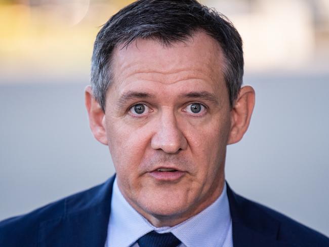 Chief Minister of the Northern Territory Michael Gunner speaking to media ahead of the Council of Australian Governments (COAG) meeting at Bankwest Stadium in Sydney, Friday, March 13, 2020. (AAP Image/James Gourley) NO ARCHIVING