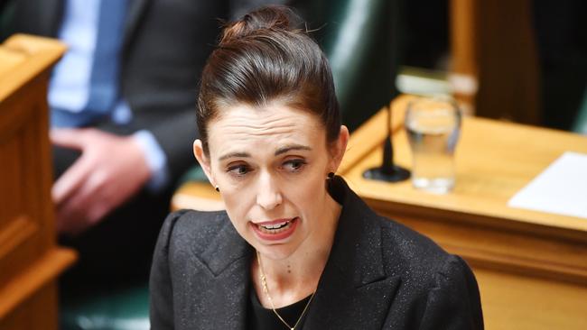 Prime Minister Jacinda Ardern speaks to the house at Parliament today. 