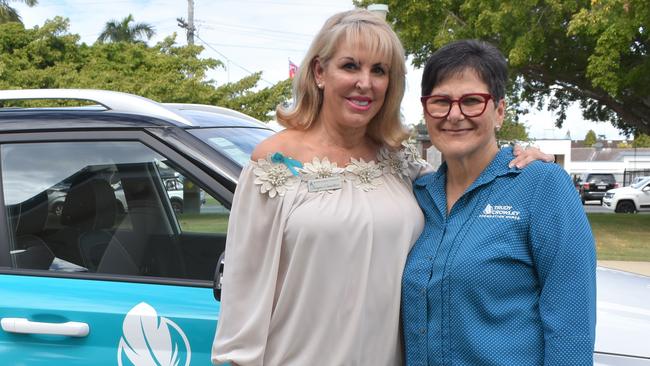 Trudy Crowley Foundation board member Jacqui Camilleri with the region's only ovarian cancer palliative care nurse Rosie Stannard. They are standing in front of Ms Stannard's new car funded by a $24,500 grant from the Mackay Community Foundation. Picture: Heidi Petith