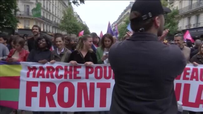 French left-wing leaders join anti-far-right protest in Paris