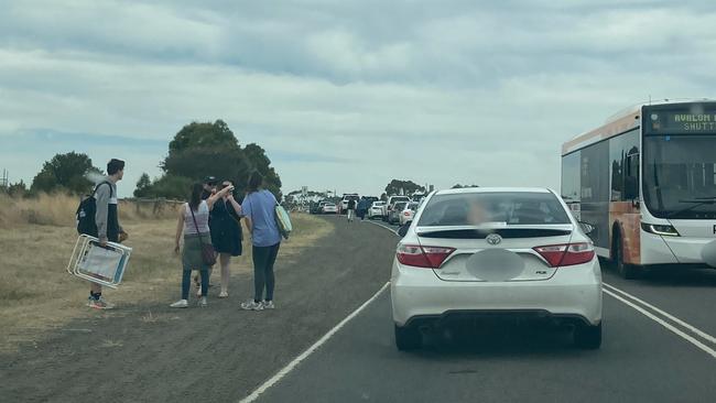 Traffic banked up outside the Avalon International Airshow.