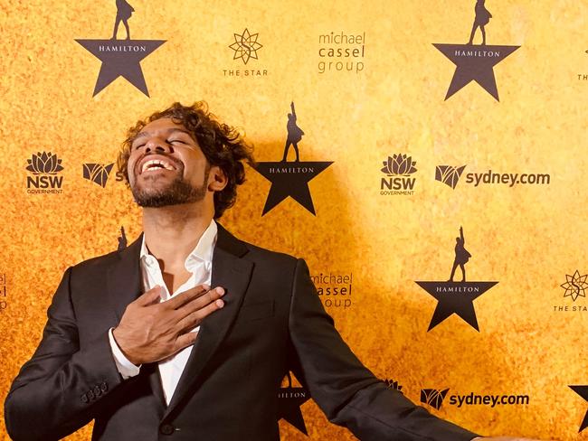 Shaka Cook at the opening night cast party of Hamilton Australia’s premiere in Sydney in 2021. Picture: Supplied