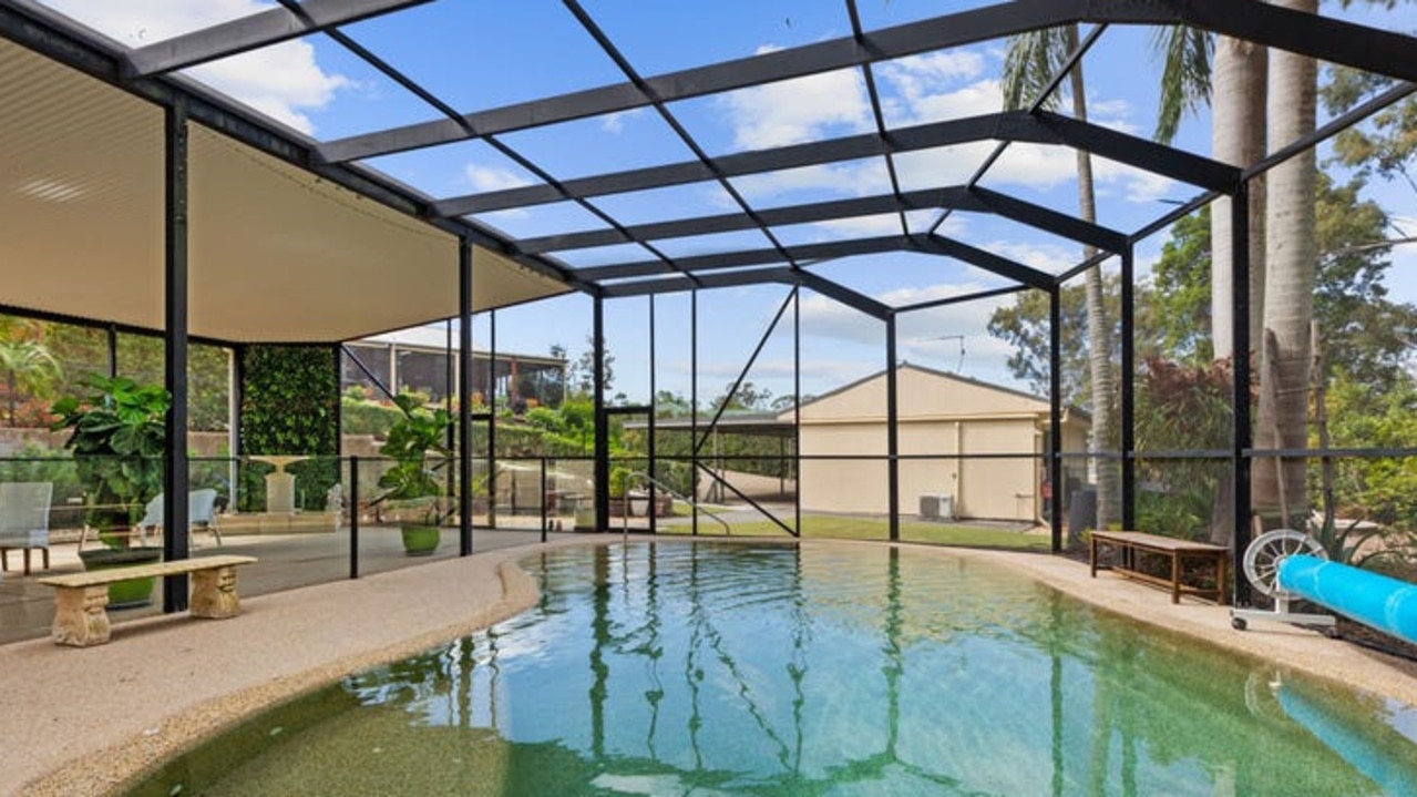 The outdoor covered pool