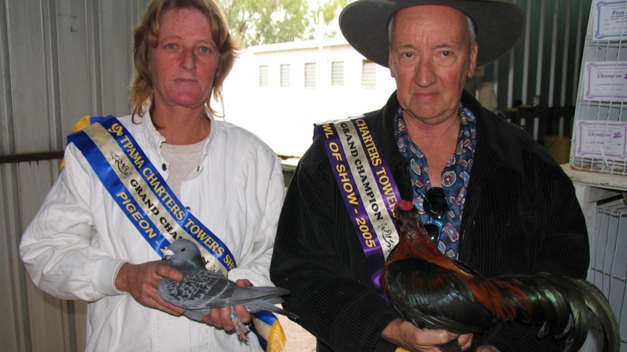 Charters Towers Show Shirley Fleming and her champion pigeon and poultry steward Stewart Macdonald