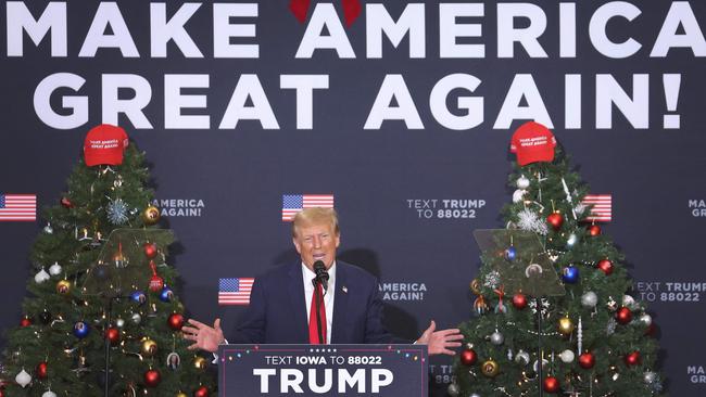 Donald Trump speaks at a campaign event in Waterloo, Iowa.