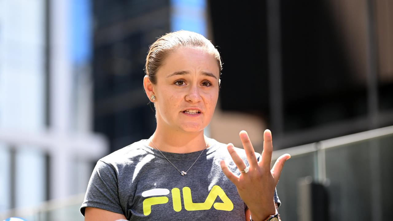 Ash Barty announcing her retirement. Picture: NCA NewsWire / Dan Peled.