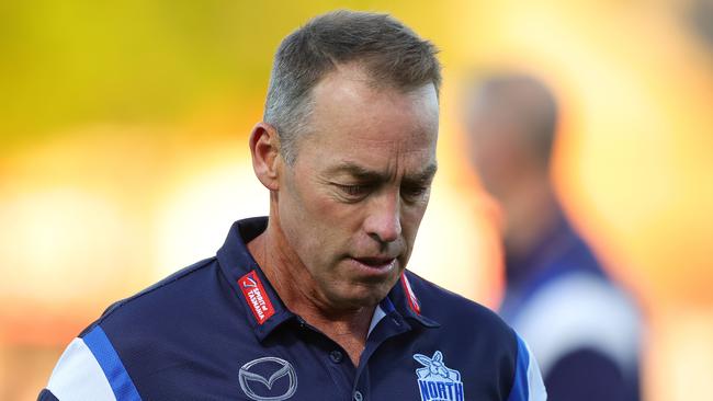 ADELAIDE, AUSTRALIA - APRIL 5: Alastair Clarkson, Senior Coach of the Kangaroos during the round four AFL match between Brisbane Lions and North Melbourne Kangaroos at Norwood Oval, on April 5, 2024, in Adelaide, Australia. (Photo by Sarah Reed/Getty Images)